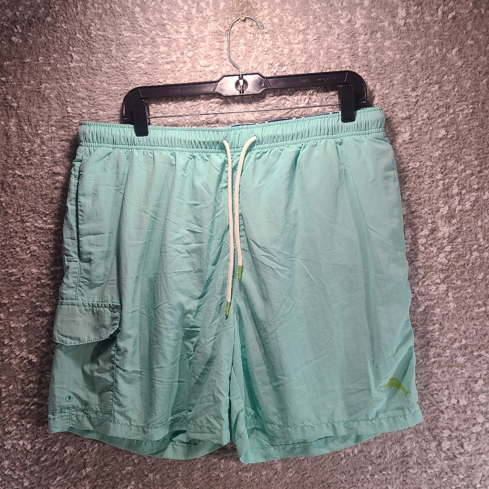 Tommy Bahama Swim Trunks Mens LARGE Green Mesh Lined Nylon